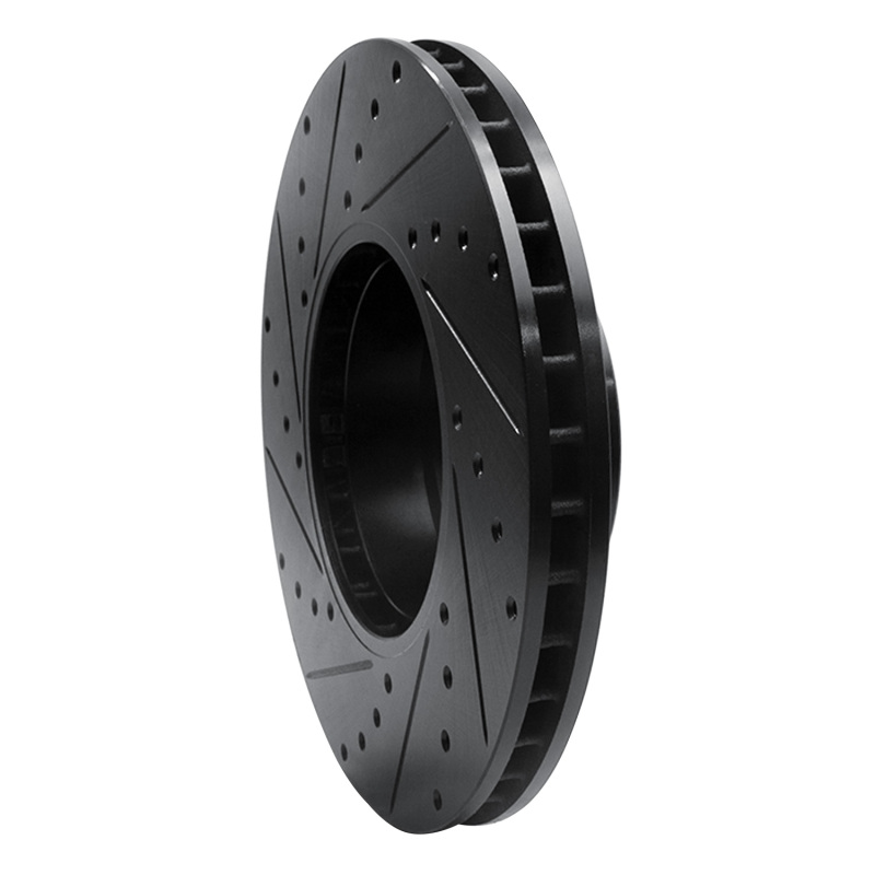 BMW 850CI Brake Rotor (1) - Front Right - R1 Concepts - Drilled & Slotted - Black - `91-`01